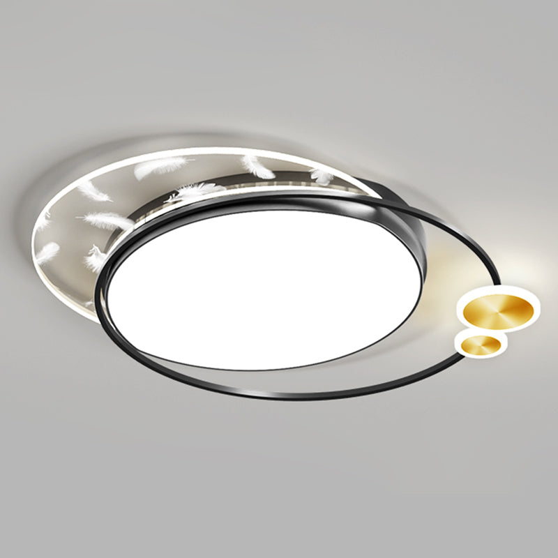 Geometric Feather LED Ceiling Light in Modern Simplicity Wrought Iron Ceiling Fixture for Living Room