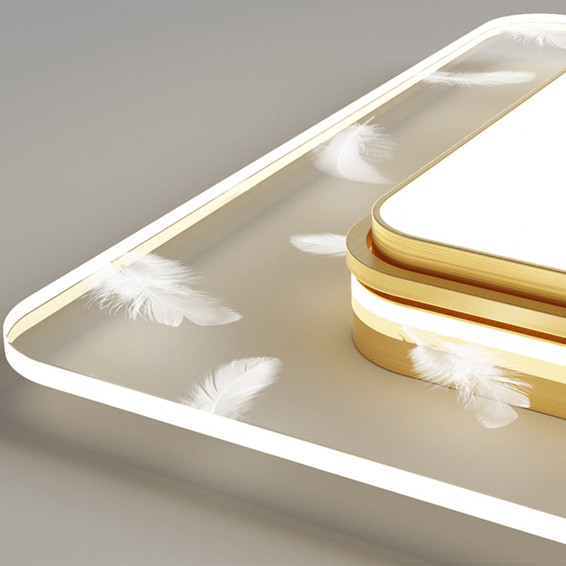 Geometric Feather LED Ceiling Light in Modern Simplicity Wrought Iron Ceiling Fixture for Living Room