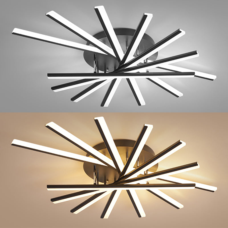 Soggiorno in ferro battuto LED Luci a soffitto Luci da soffitto Lineare Moderna Montaggio a filo