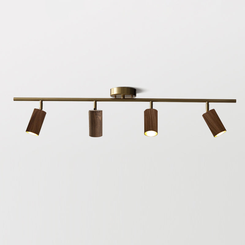 Iluminación sobre riel de techo nórdico, foco de madera maciza de nogal negro para el hogar, sala de estar, dormitorio, guardarropa, tienda de ropa comercial, pasillo