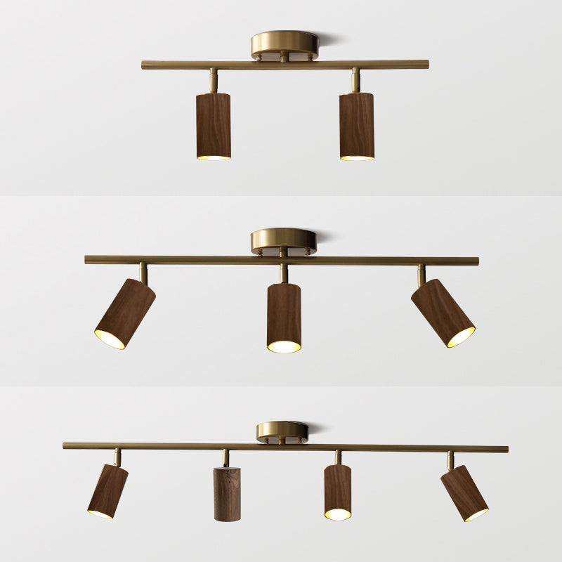 Iluminación sobre riel de techo nórdico, foco de madera maciza de nogal negro para el hogar, sala de estar, dormitorio, guardarropa, tienda de ropa comercial, pasillo