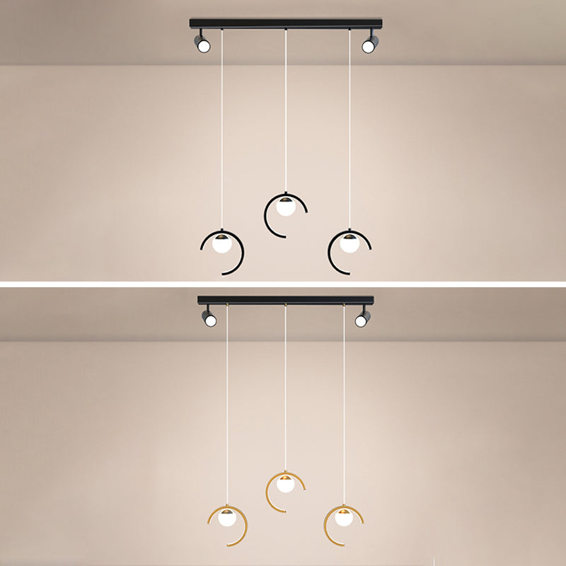 Accesorios de iluminación colgante de globo modernos araña de isla metálica