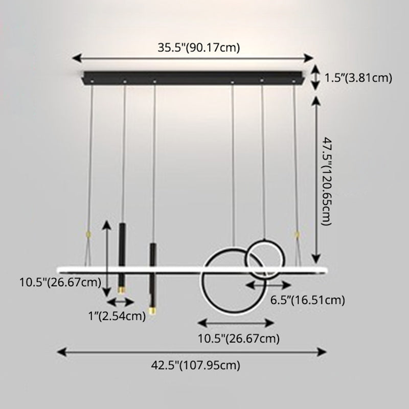 Modern Linear Island Chandelier Lights Metal Pendant Lights