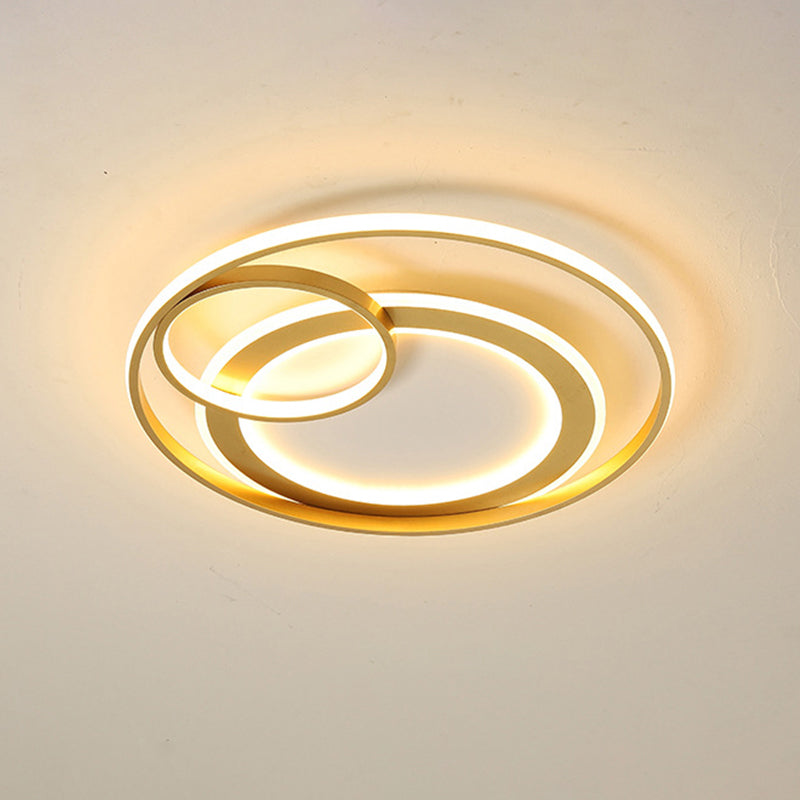 18"/21.5" Wide Ring Ceiling Light Fixture Contemporary Acrylic Black/Gold LED Flush Mount Lamp in Warm/White Light/Remote Control Stepless Dimming