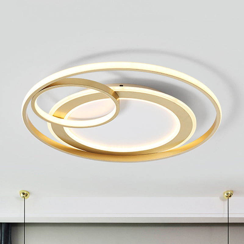 18"/21.5" Wide Ring Ceiling Light Fixture Contemporary Acrylic Black/Gold LED Flush Mount Lamp in Warm/White Light/Remote Control Stepless Dimming