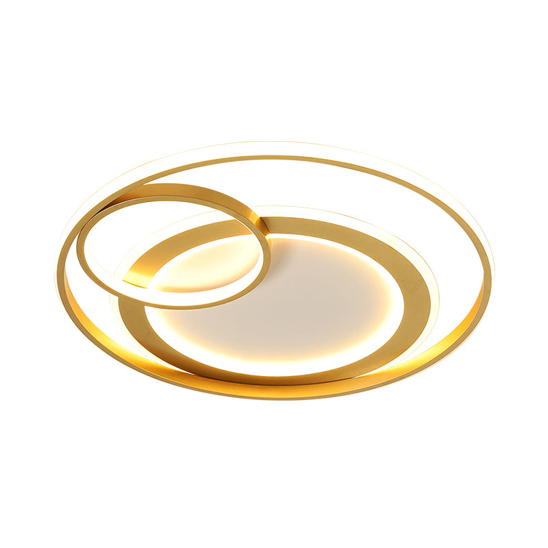 18"/21.5" Wide Ring Ceiling Light Fixture Contemporary Acrylic Black/Gold LED Flush Mount Lamp in Warm/White Light/Remote Control Stepless Dimming