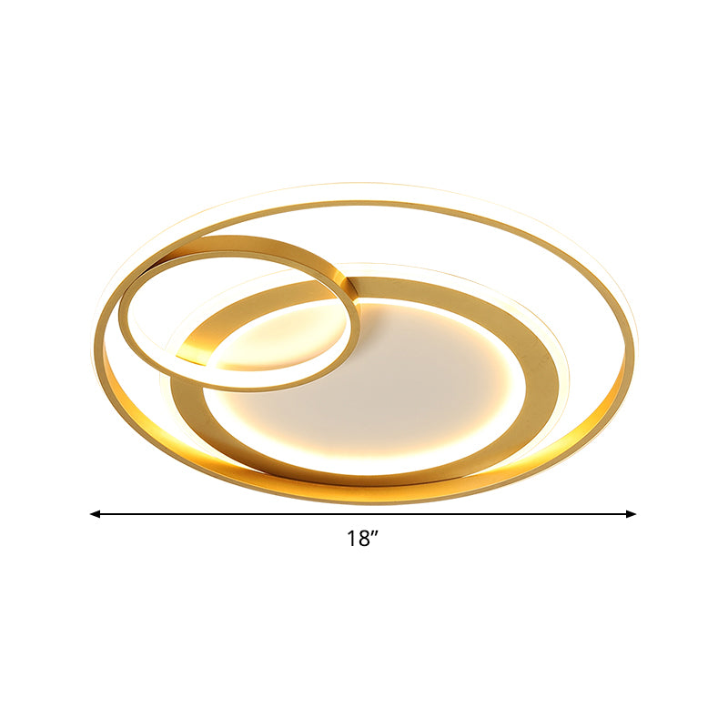 18"/21.5" Wide Ring Ceiling Light Fixture Contemporary Acrylic Black/Gold LED Flush Mount Lamp in Warm/White Light/Remote Control Stepless Dimming