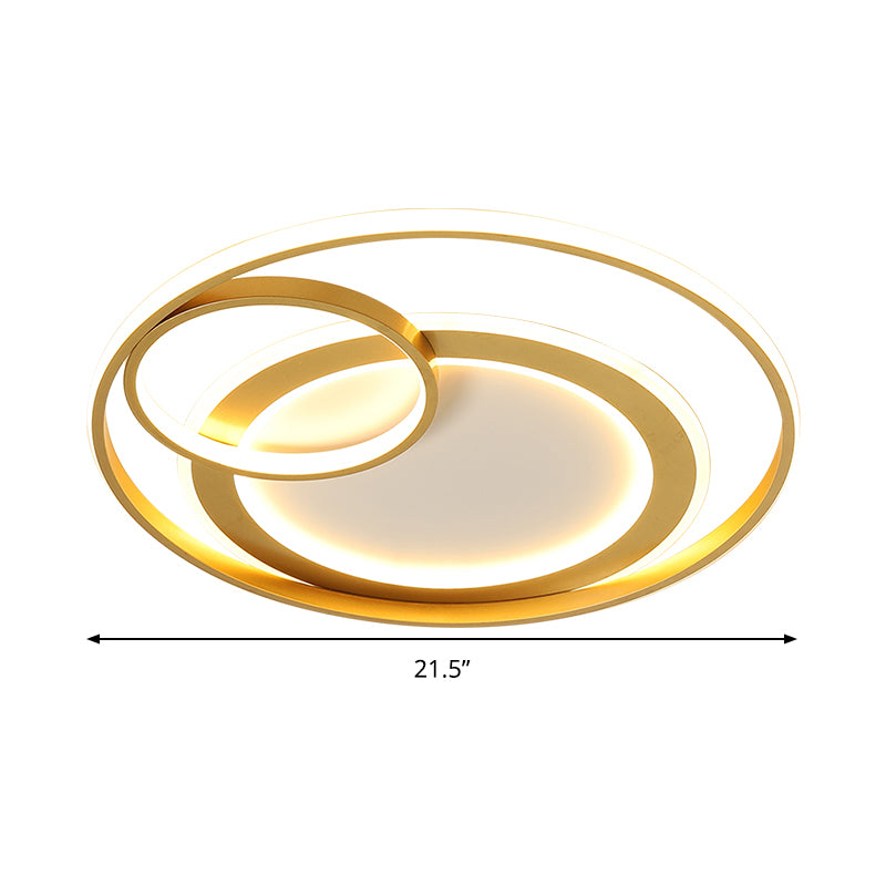 18"/21.5" Wide Ring Ceiling Light Fixture Contemporary Acrylic Black/Gold LED Flush Mount Lamp in Warm/White Light/Remote Control Stepless Dimming