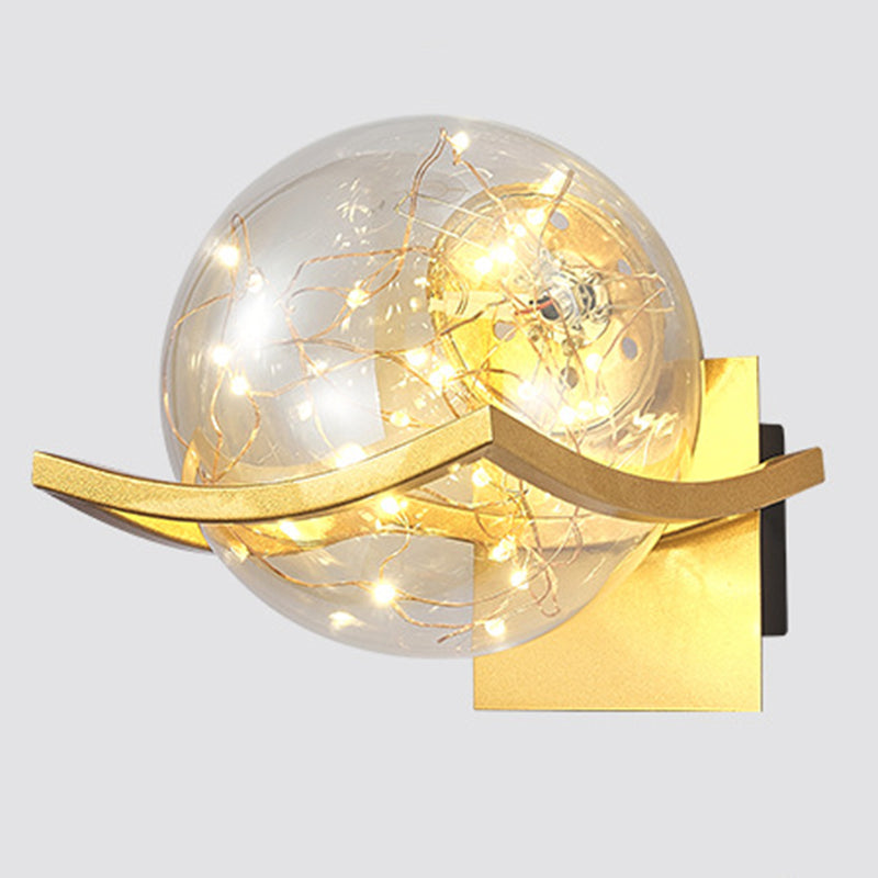 Modern Minimalist Style Wall Lamp Creative Round Glass Bedside Wall Lamp