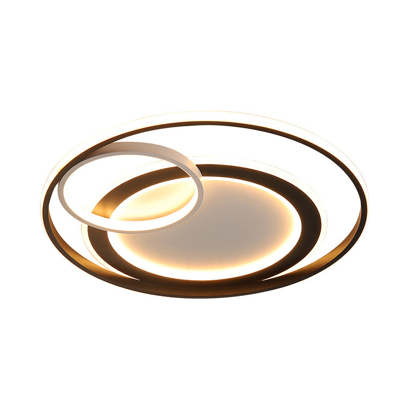 18"/21.5" Wide Ring Ceiling Light Fixture Contemporary Acrylic Black/Gold LED Flush Mount Lamp in Warm/White Light/Remote Control Stepless Dimming