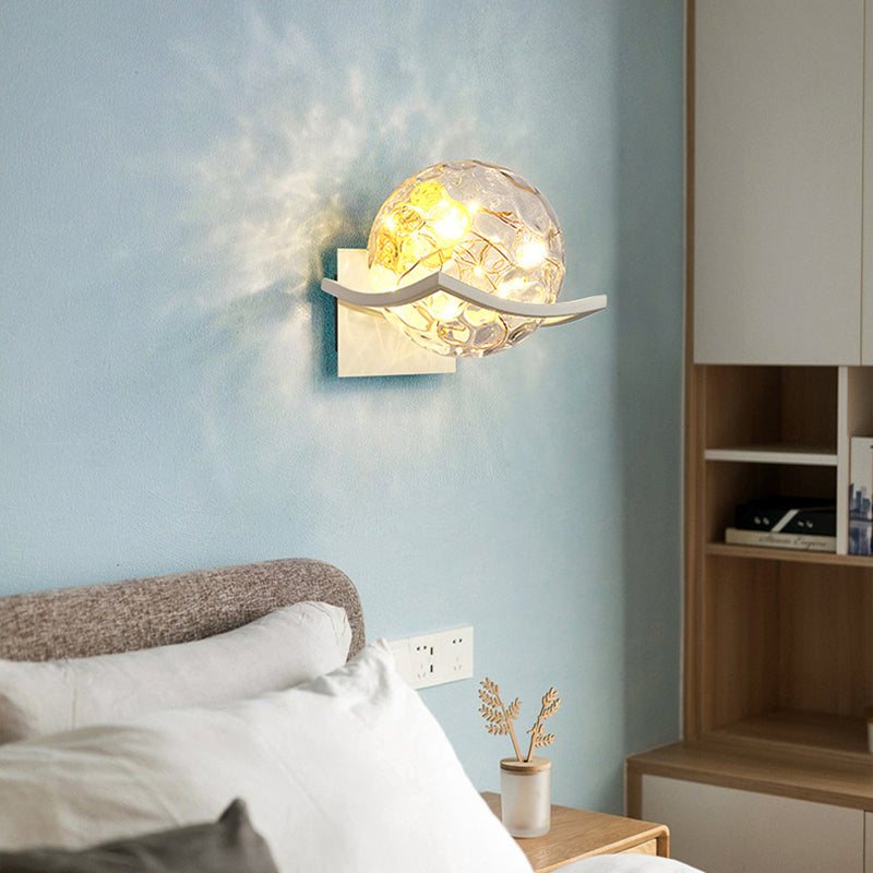 Modern Minimalist Style Wall Lamp Creative Round Glass Bedside Wall Lamp