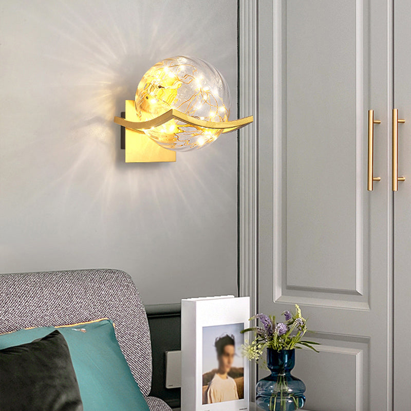 Modern Minimalist Style Wall Lamp Creative Round Glass Bedside Wall Lamp