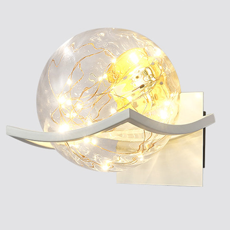 Modern Minimalist Style Wall Lamp Creative Round Glass Bedside Wall Lamp