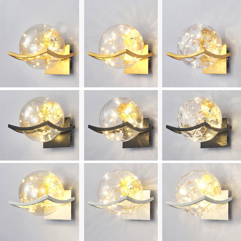 Modern Minimalist Style Wall Lamp Creative Round Glass Bedside Wall Lamp