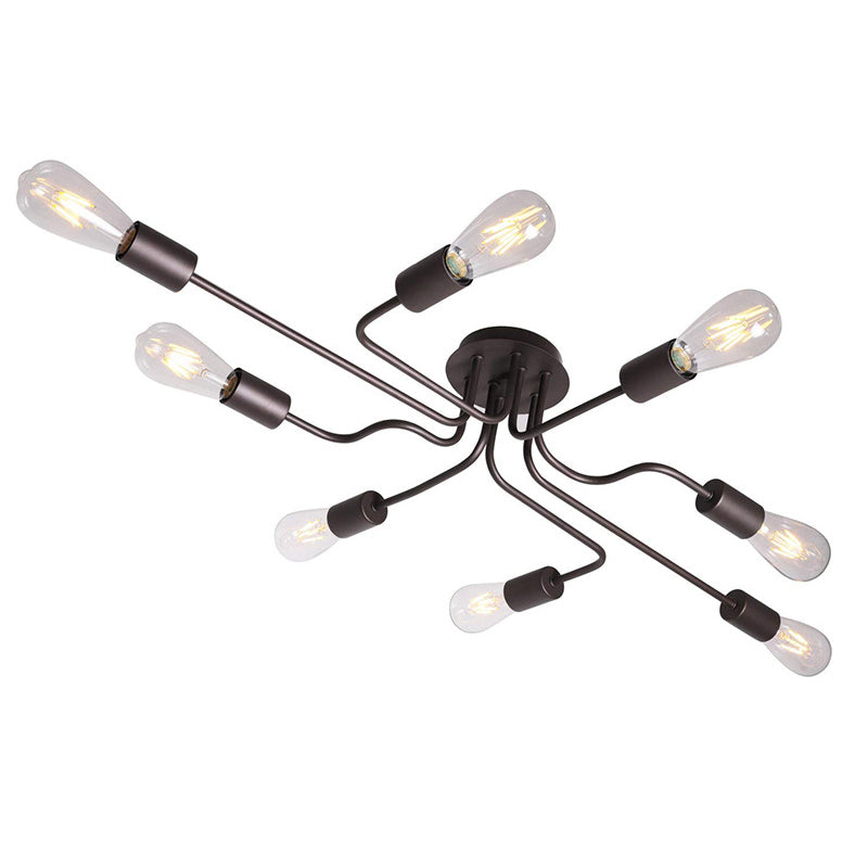 Sputnik Design Metal Semi Flush Mount Ceiling Fixture Industrial Living Room and Kitchen Semi Flush Light Fixtures