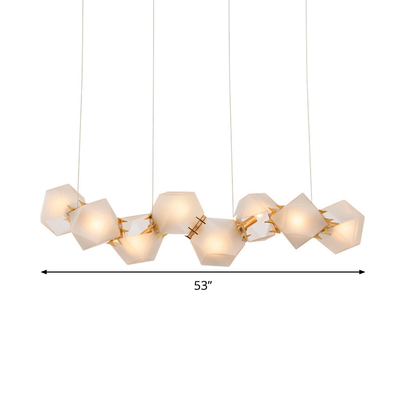 Geometric Frosted Glass Chandelier Lighting Postmodern 6/8/10 Heads Gold Hanging Lamp Kit