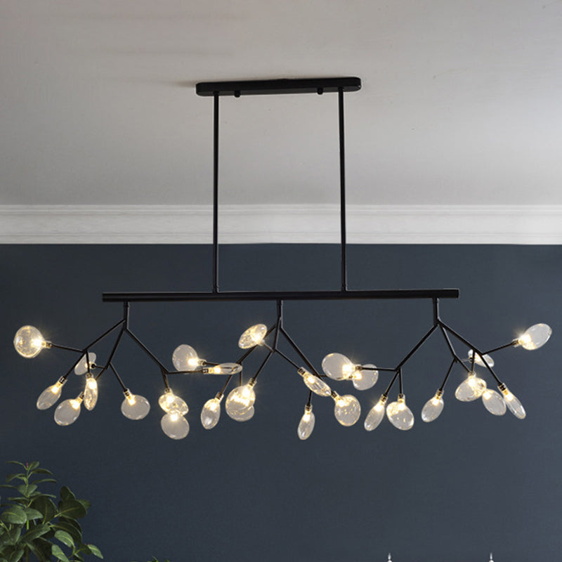 Postmodern Bubble Chandelier Lamp Clear Glass 27 Heads Dining Room Hanging Light Kit in Black/Gold