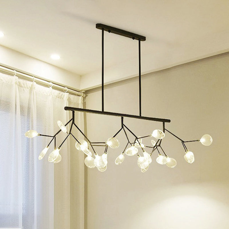 Postmodern Bubble Chandelier Lamp Clear Glass 27 Heads Dining Room Hanging Light Kit in Black/Gold