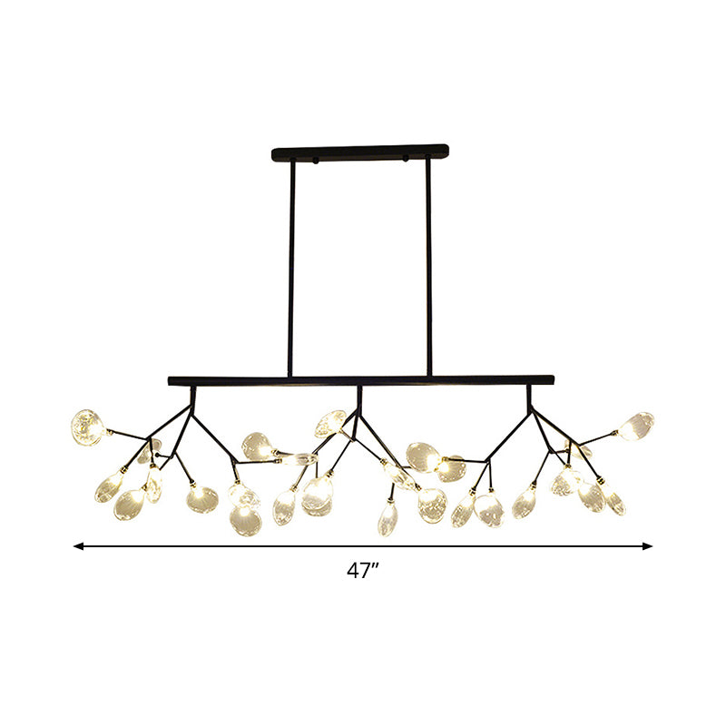 Postmodern Bubble Chandelier Lamp Clear Glass 27 Heads Dining Room Hanging Light Kit in Black/Gold