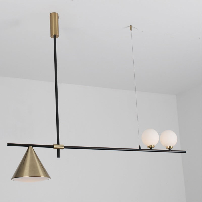 Metal Cone Island Light Contemporary 3 Heads Dining Room Hanging Ceiling Light in Gold/Black
