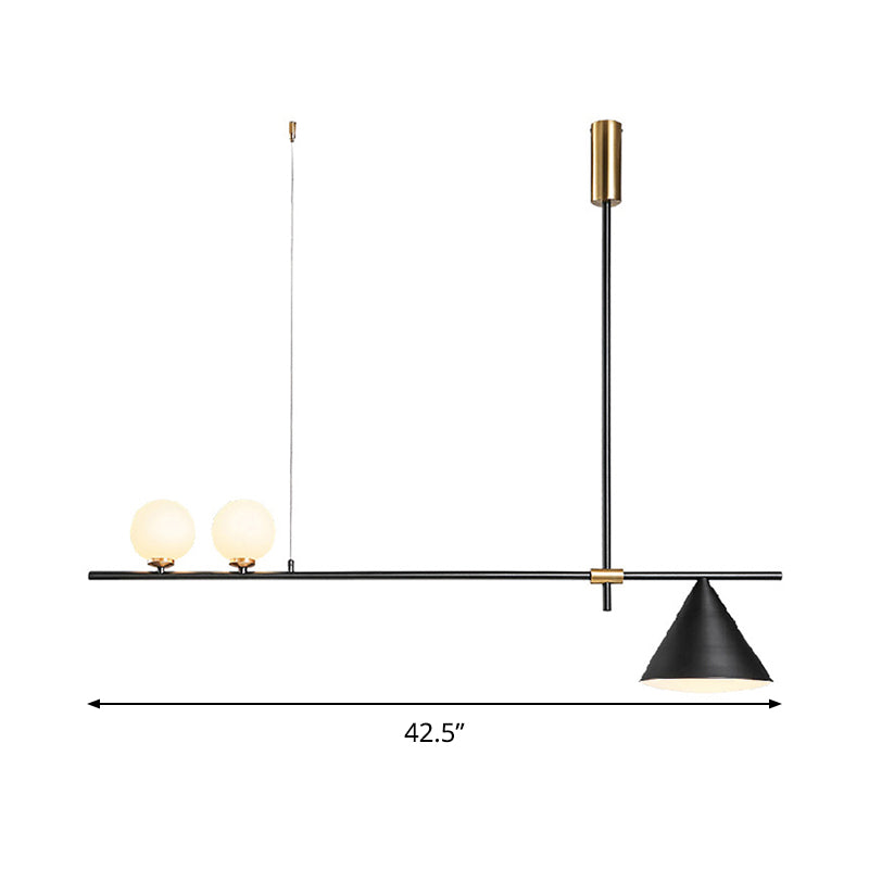 Metal Cone Island Light Contemporary 3 Heads Dining Room Hanging Ceiling Light in Gold/Black