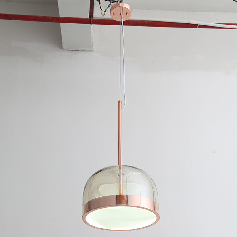 Luz de techo colgante de cúpula de vidrio transparente Postmoderno 1 Cabezal Cobre Copper Kit de luz