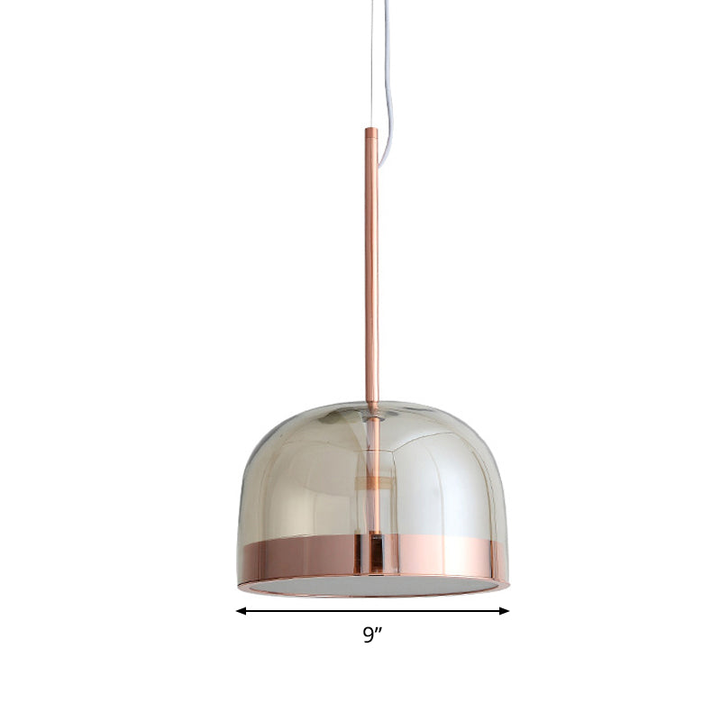 Luz de techo colgante de cúpula de vidrio transparente Postmoderno 1 Cabezal Cobre Copper Kit de luz