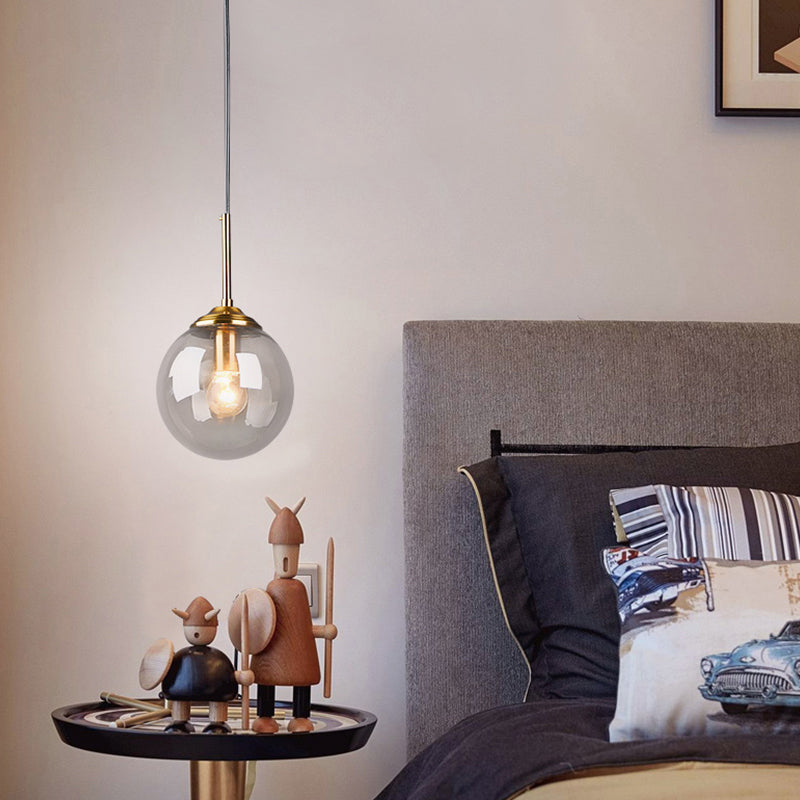 Luce a sospensione del globo contemporaneo/vetro grigio trasparente/fumio 1 camera da letto a sospensione lampada a sospensione