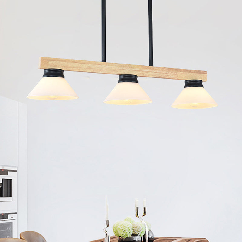 Linea Isola Light Light Contemporary Wood 3 Heads Sala da pranzo Kit lampada sospesa con asta oro/nero