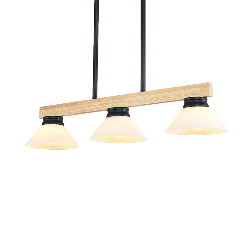 Linea Isola Light Light Contemporary Wood 3 Heads Sala da pranzo Kit lampada sospesa con asta oro/nero