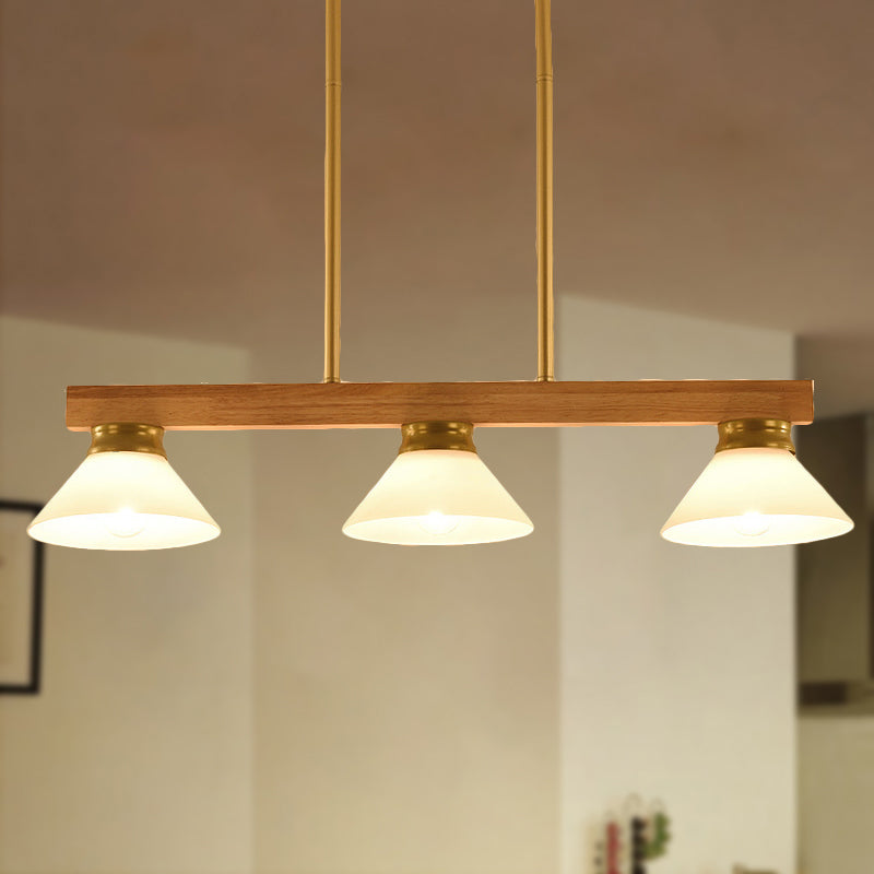 Linea Isola Light Light Contemporary Wood 3 Heads Sala da pranzo Kit lampada sospesa con asta oro/nero