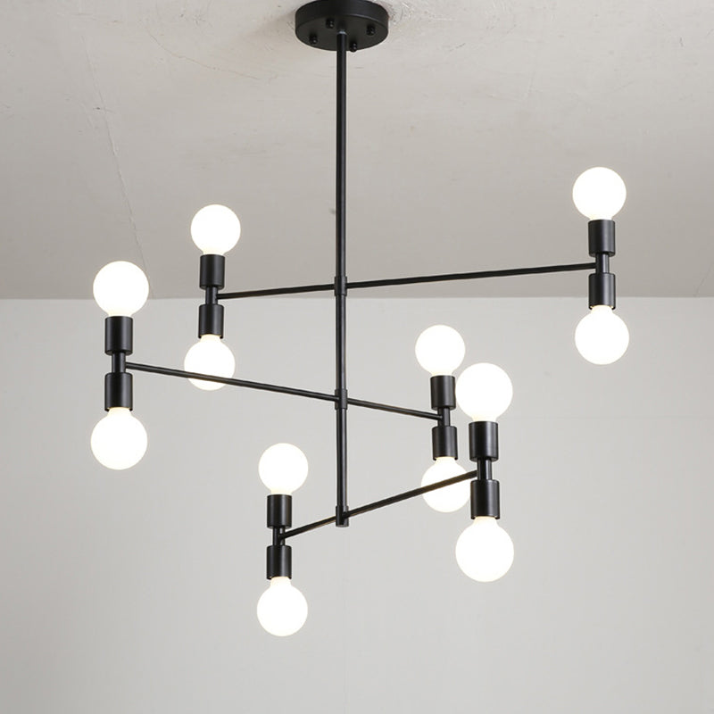 Lumo con soffitto sospeso in metallo a livello moderno 12 luci lampada lampadario nero/oro per soggiorno