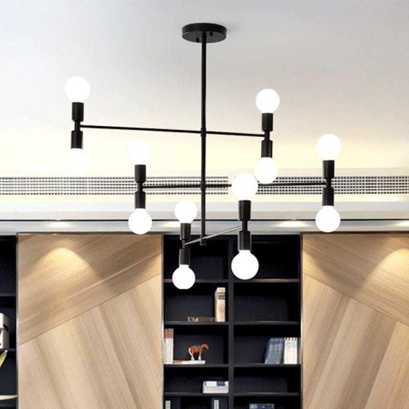 Lumo con soffitto sospeso in metallo a livello moderno 12 luci lampada lampadario nero/oro per soggiorno