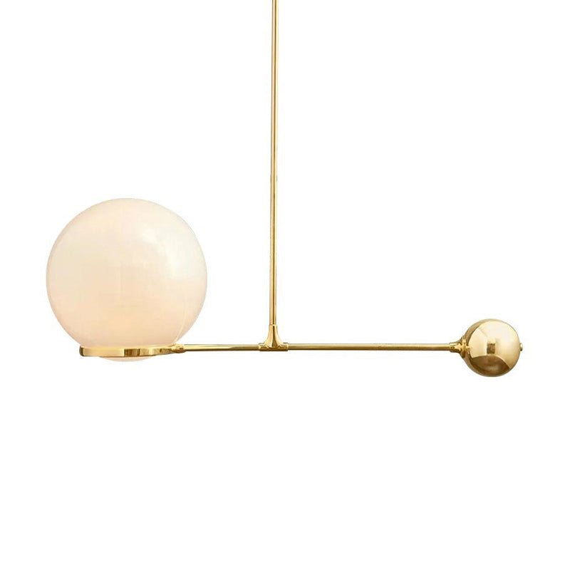 Globe Pendant Light Fixture Nordic Beige Glass 1 Head Gold Hanging Ceiling Light for Bedroom