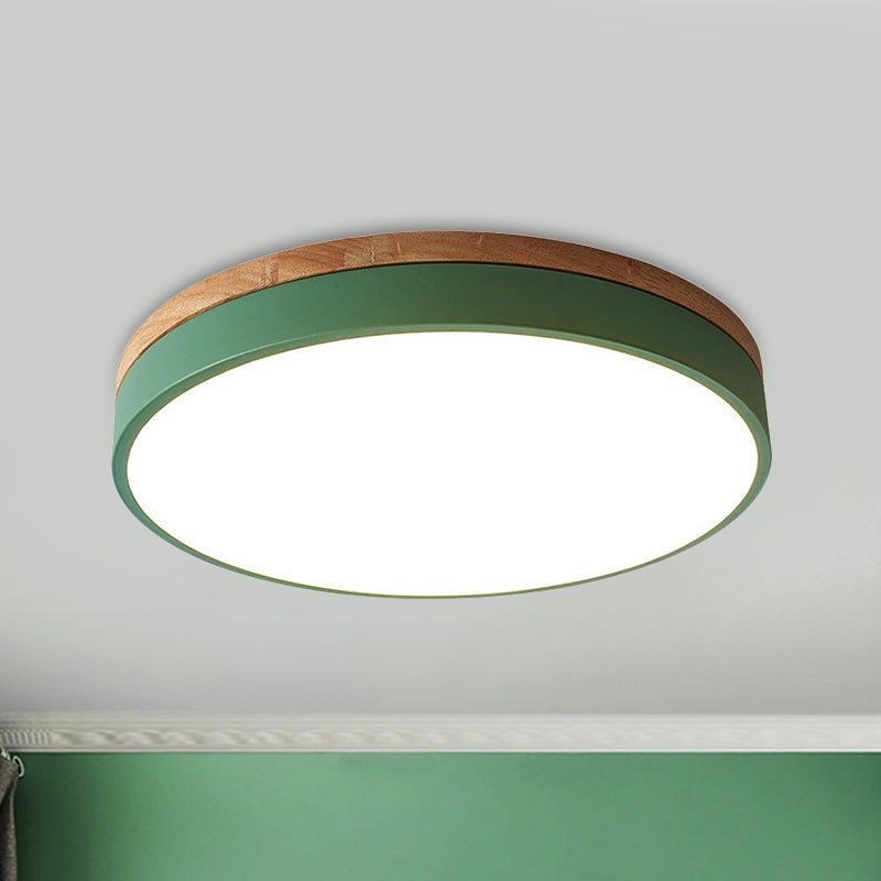 Circular Flush Mount Modern Metal 12"/16"/19.5" Wide LED Green Close to Ceiling Lighting with Acrylic Diffuser