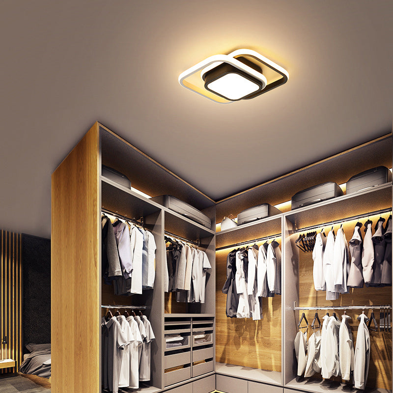 Zwarte ronde/vierkante plafondlamp, eigentijds metalen LED-inbouwlicht in warm/wit/3 kleuren licht