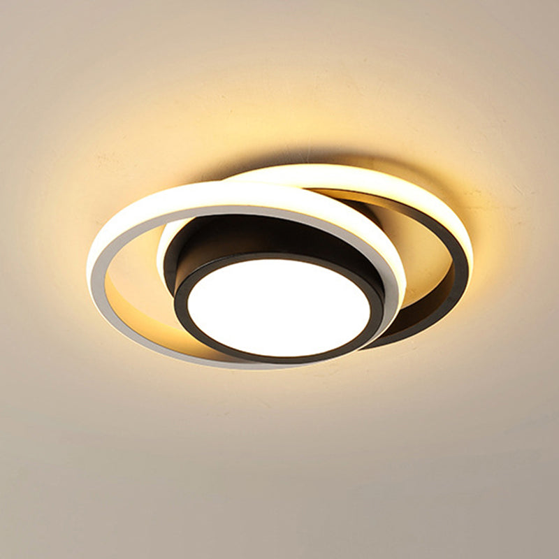 Zwarte ronde/vierkante plafondlamp, eigentijds metalen LED-inbouwlicht in warm/wit/3 kleuren licht