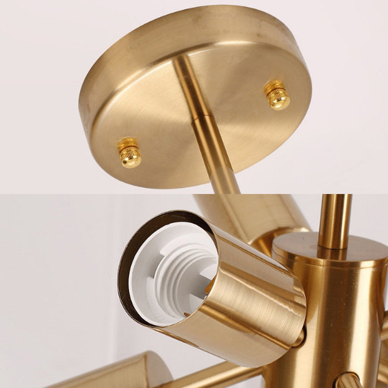 Bare Lampen -Metall -Kronleuchter -Beleuchtung modernistischer Stil 6 Köpfe Golden hängende Anhänger Licht für Esszimmer