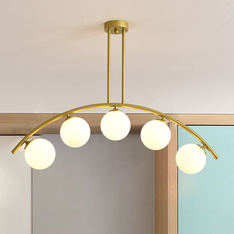 Metal Arc Design Chandelier Lighting Modernist Style 5/7/9 Lights Ceiling Pendant Light with Clear/White Glass Ball Shade