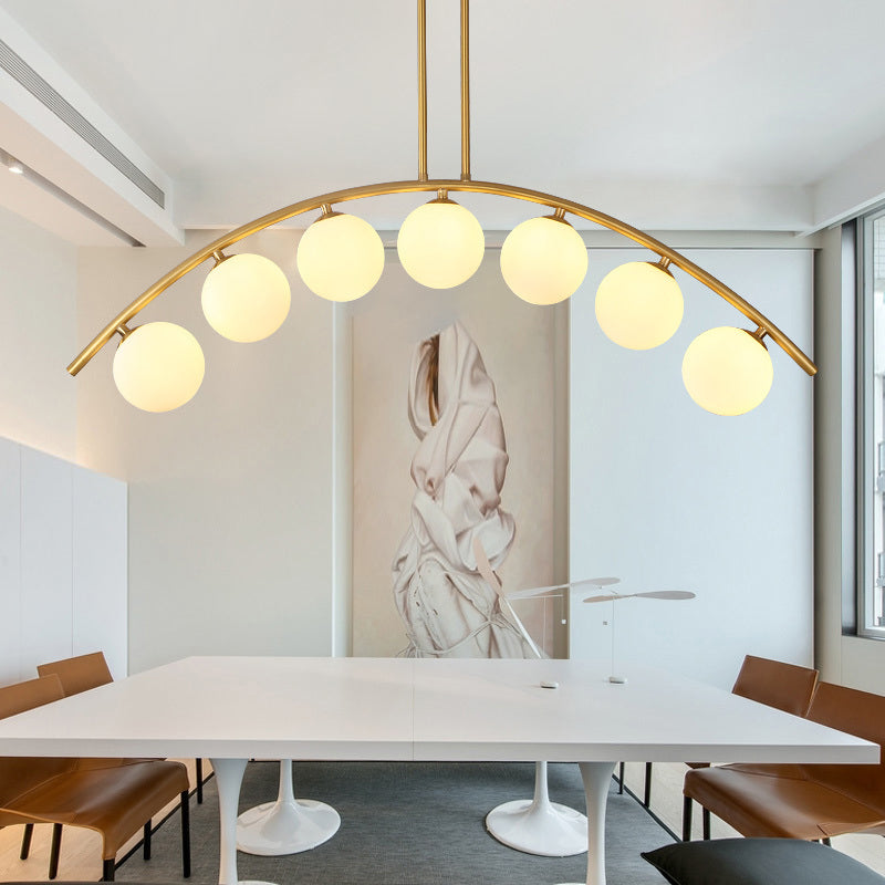 Metal Arc Design Chandelier Lighting Modernist Style 5/7/9 Lights Ceiling Pendant Light with Clear/White Glass Ball Shade
