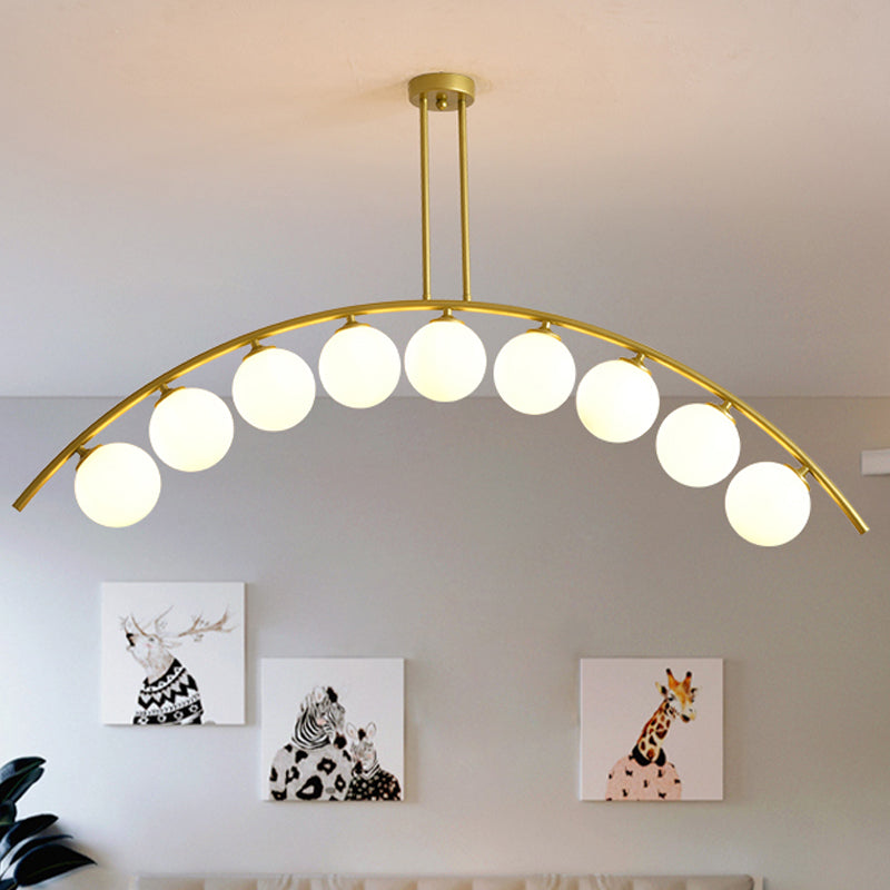 Metal Arc Design Chandelier Lighting Modernist Style 5/7/9 Lights Ceiling Pendant Light with Clear/White Glass Ball Shade