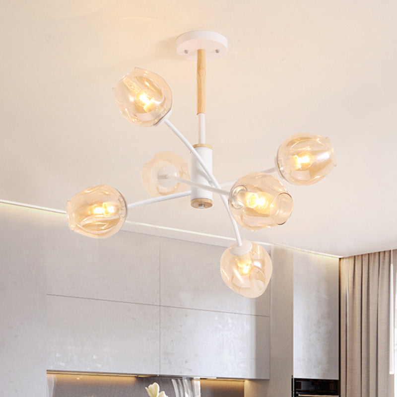 Kuppel Wohnzimmer Kronleuchter Licht Blau/Bräune Glas 6/8 Lichter zeitgenössische stilvolle hängende Anhänger Licht