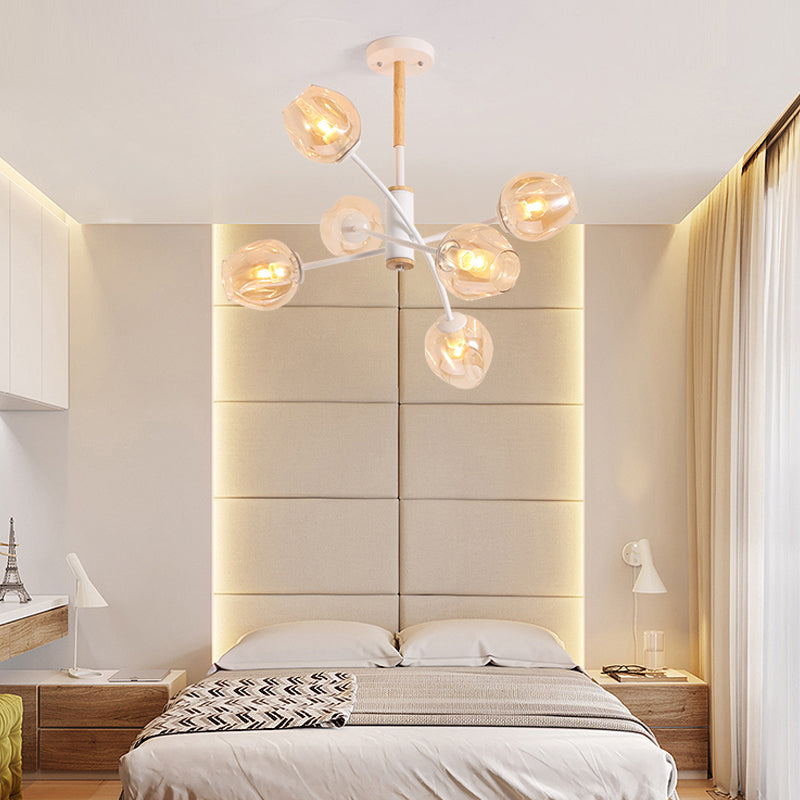 Kuppel Wohnzimmer Kronleuchter Licht Blau/Bräune Glas 6/8 Lichter zeitgenössische stilvolle hängende Anhänger Licht