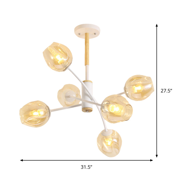 Kuppel Wohnzimmer Kronleuchter Licht Blau/Bräune Glas 6/8 Lichter zeitgenössische stilvolle hängende Anhänger Licht