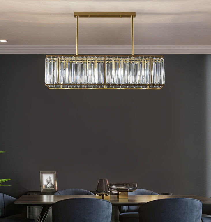 Luci del lampadario dell'isola rettangolare Simplicità K9 Fissature del lampadario cristallino per tavolo da pranzo