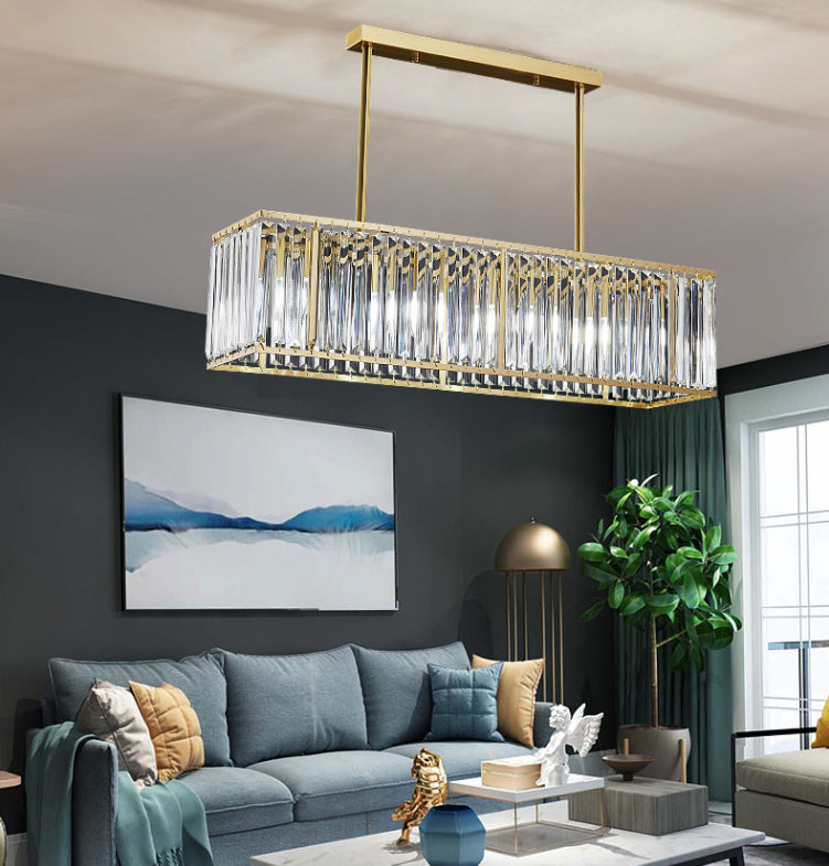 Luci del lampadario dell'isola rettangolare Simplicità K9 Fissature del lampadario cristallino per tavolo da pranzo