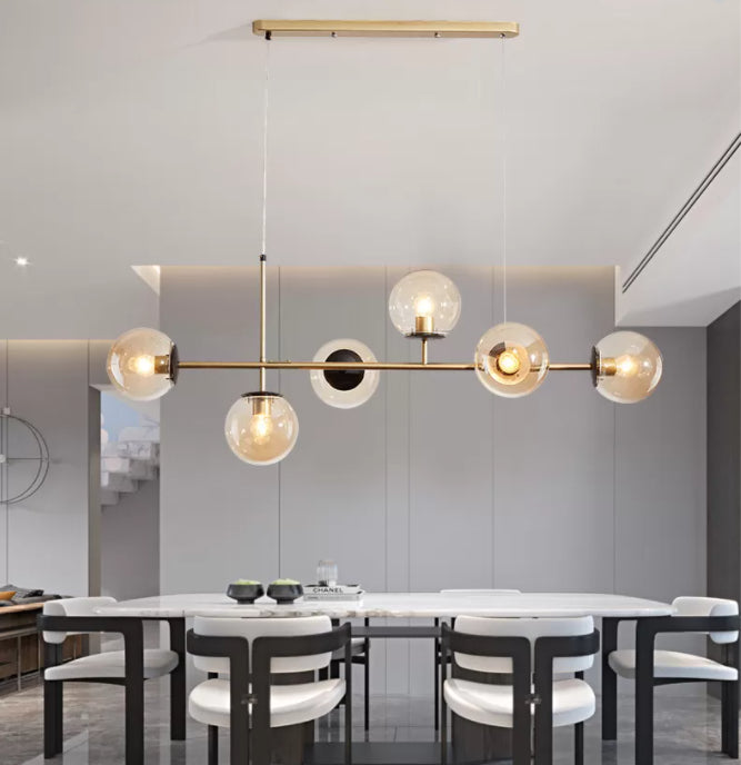 Minimalist-Style Orb Island Lighting Fixture Glass Dinning Room Island Pendant Light