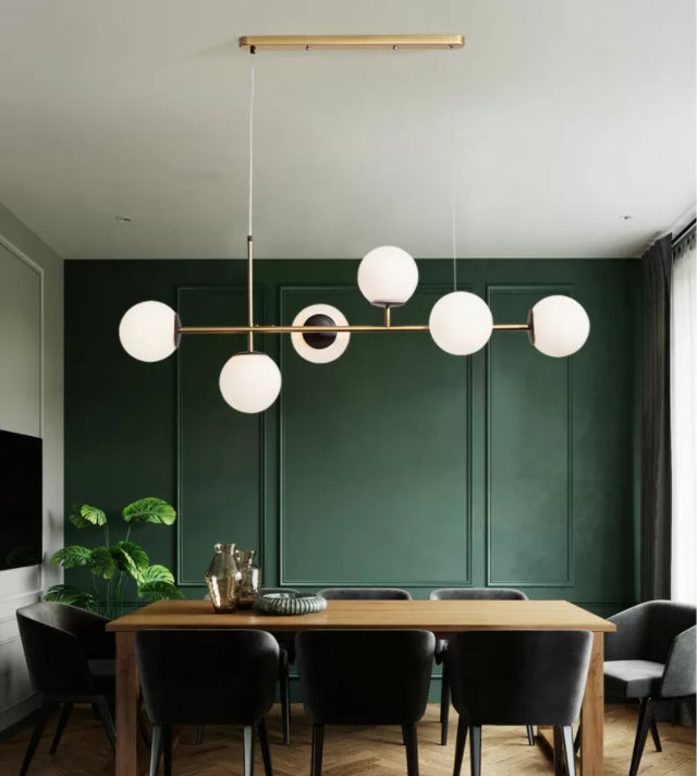 Minimalist-Style Orb Island Lighting Fixture Glass Dinning Room Island Pendant Light