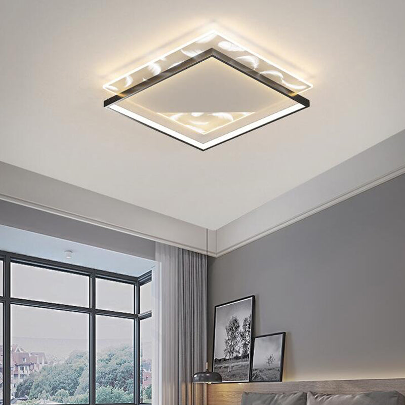 Stagger Square Acrylic LED Semi Flush Ceiling Light in Modern Concise Style Feather Ceiling Fixture for Bedroom