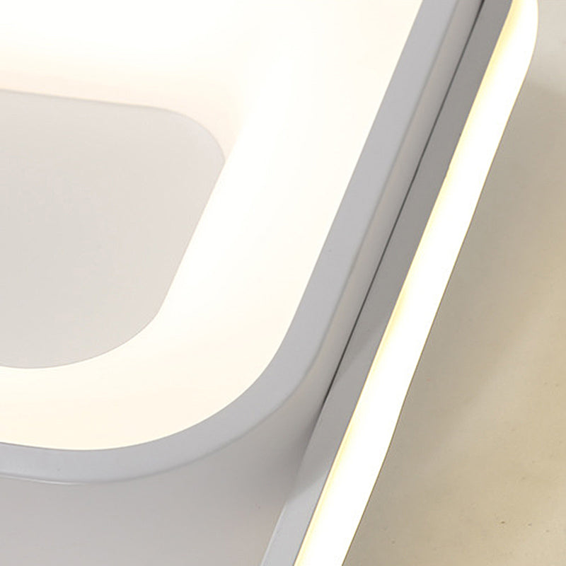 Square Flush Mount Minimalist Metal Gray/White Light LED Ceiling Fixture, Natural Light/Remote Control Stepless Dimming